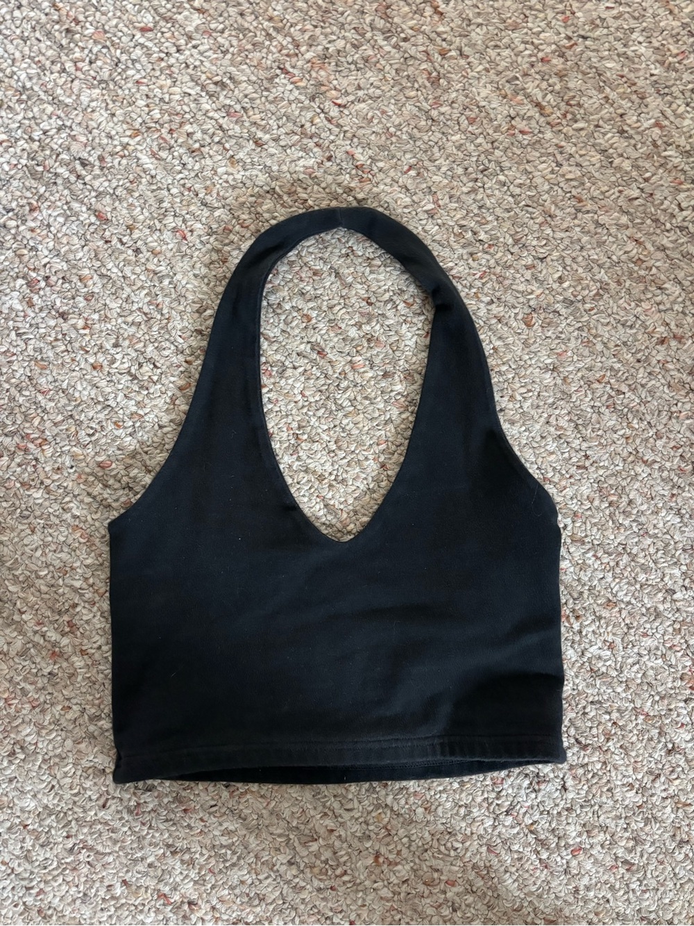 Brandy Melville Black Halter V-Neck Crop Top